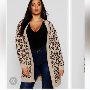 Boohoo PLUS oversized leopard print cardigan